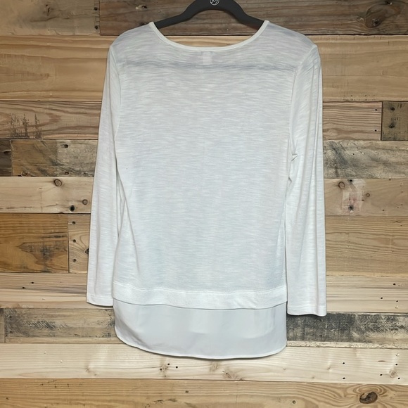 J. Crew size Small White Relaxed High Low Long Sleeve Blouse with Silk Bottom - Picture 7 of 7